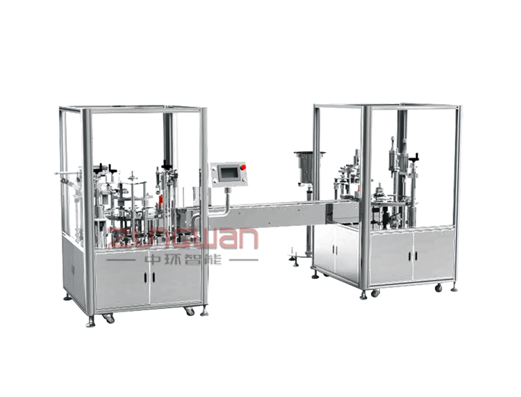 ZHX-XSX全自動香水灌裝旋壓蓋貼標(biāo)生產(chǎn)線