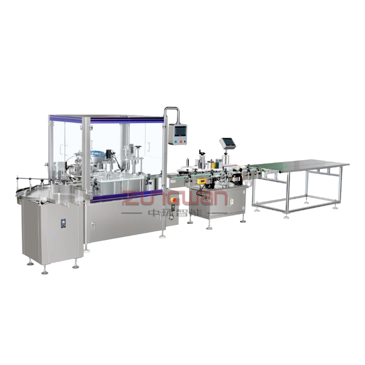 ZHX-GZP全自動走（滾）珠瓶灌裝旋蓋貼標(biāo)生產(chǎn)線