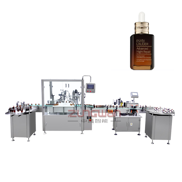精華乳灌裝機(jī)制造商，價(jià)格便宜液體灌裝旋蓋機(jī)，灌裝聯(lián)動生產(chǎn)線